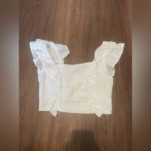 DO+BE White Eyelet Ruffle top